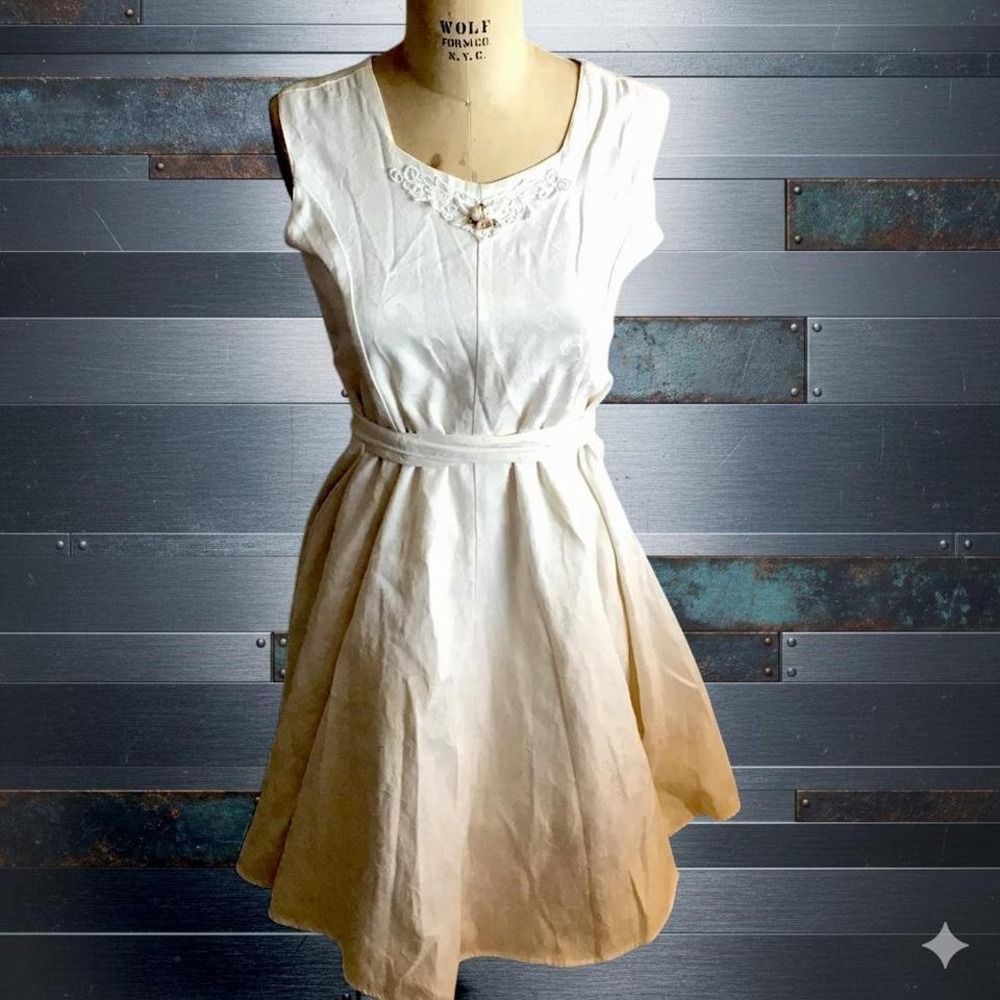 Classic Ivory Sleeveless Fit-and-Flare Dress
